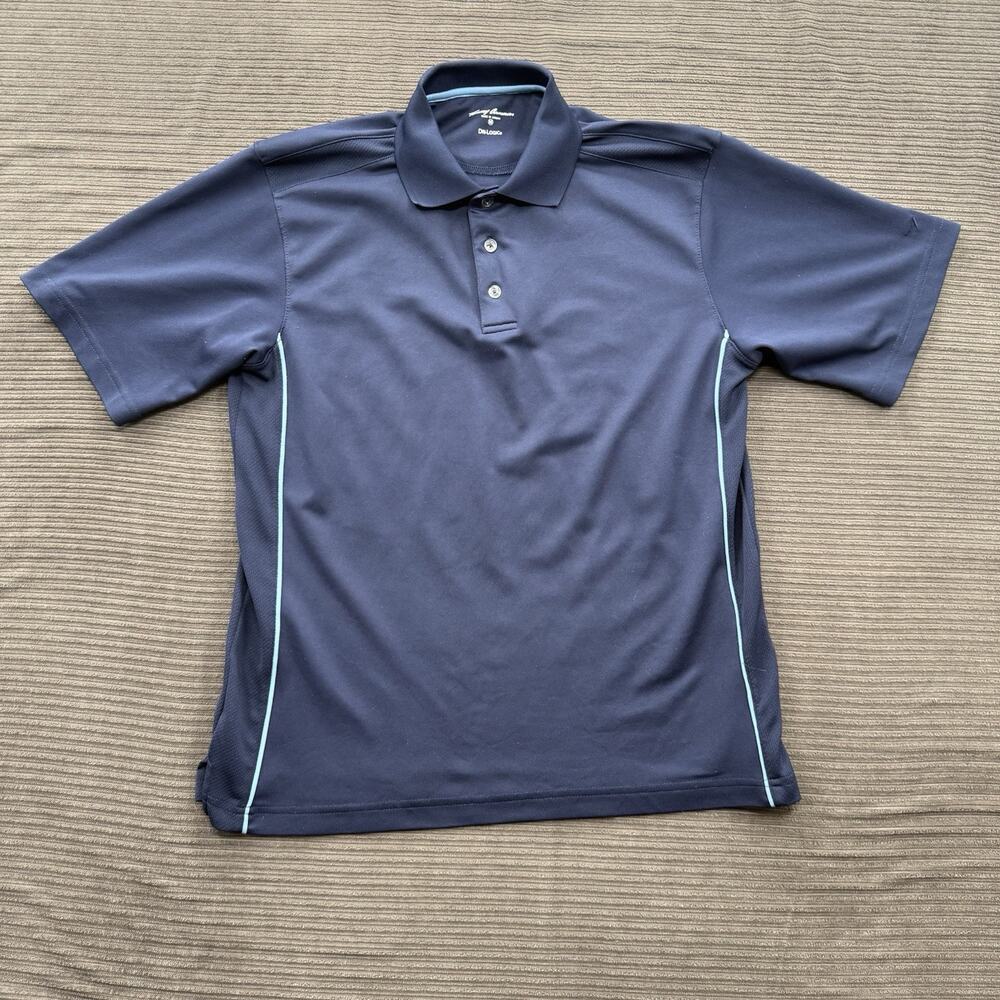 Tommy Armour Polo Shirt Men Medium Blue Polyester Short‎ Sleeve Performance.